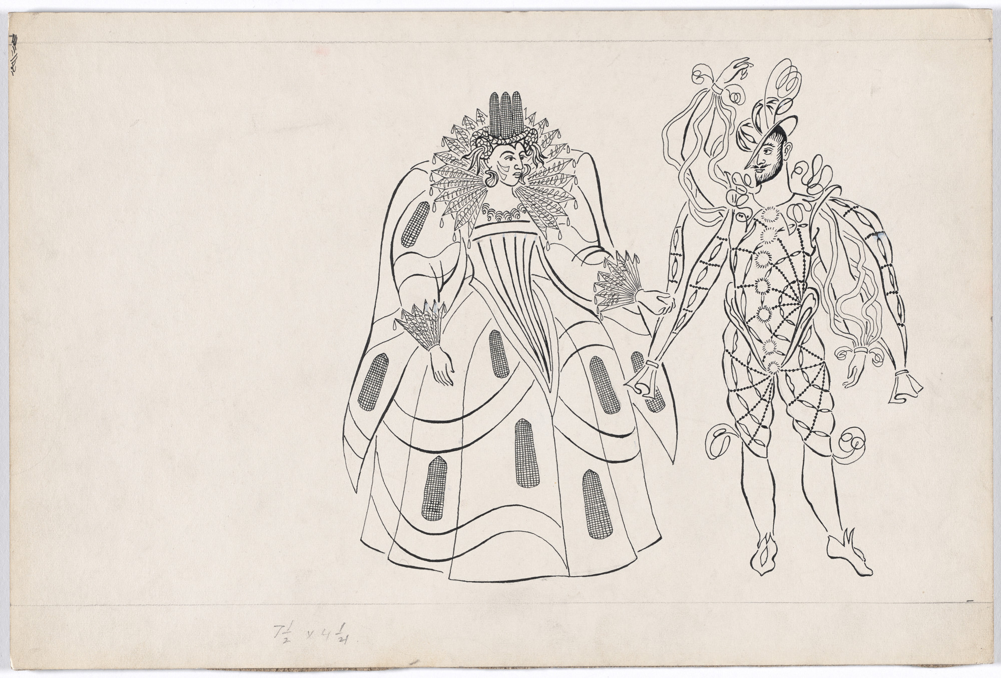 Karl Free. Pocahontas and John Smith. Costume design for the ballet Pocahontas