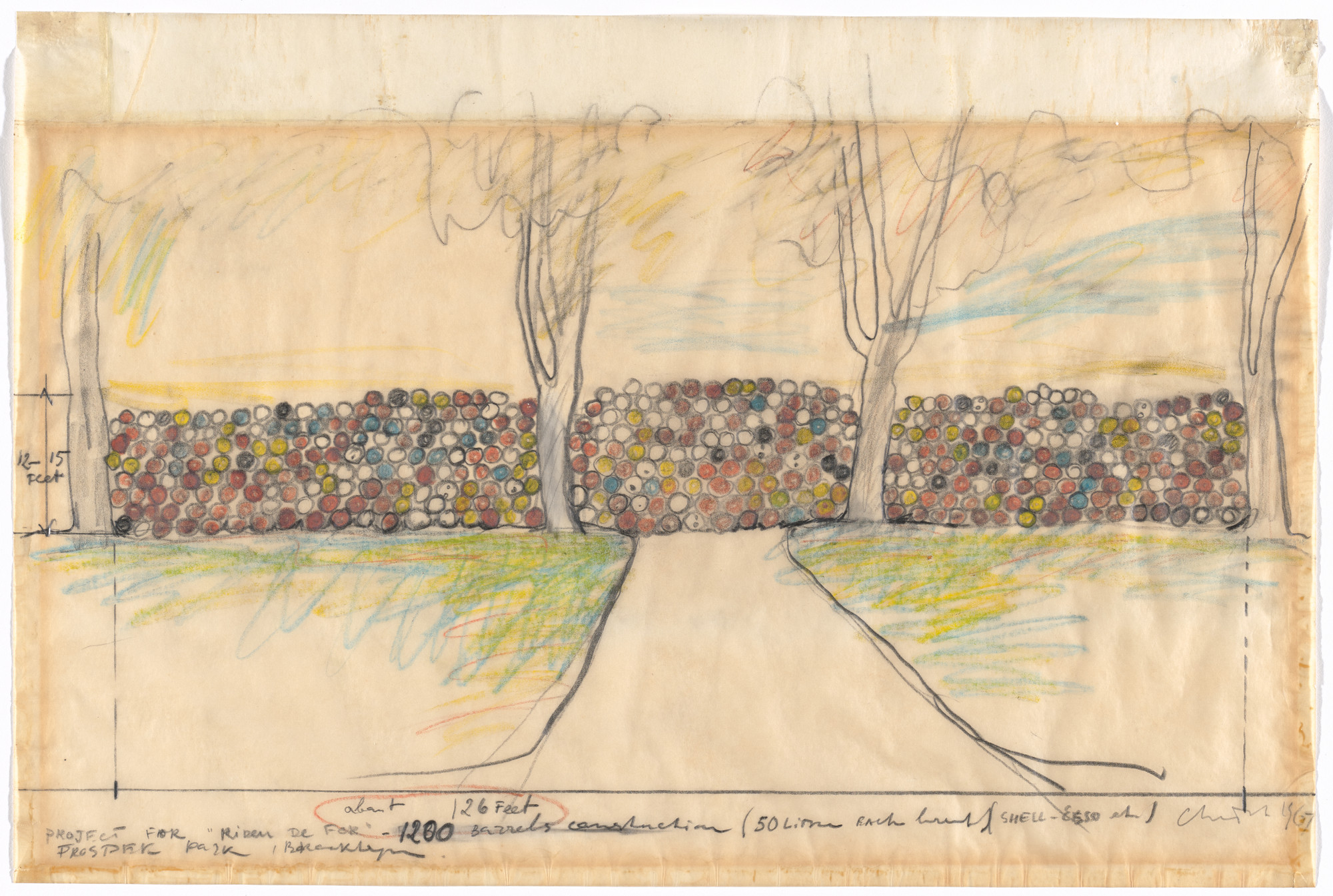 Christo. Project for Rideau de Fer Prospect Park, Brooklyn. 1967