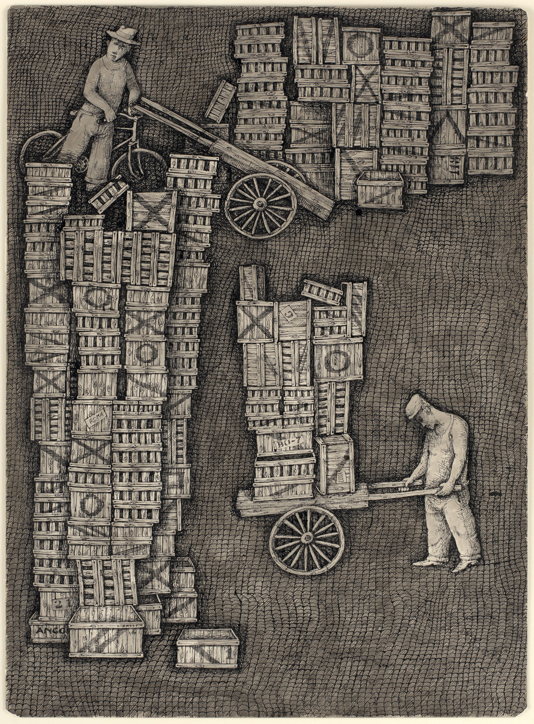 Domenico Gnoli. Loading Crates. 1959