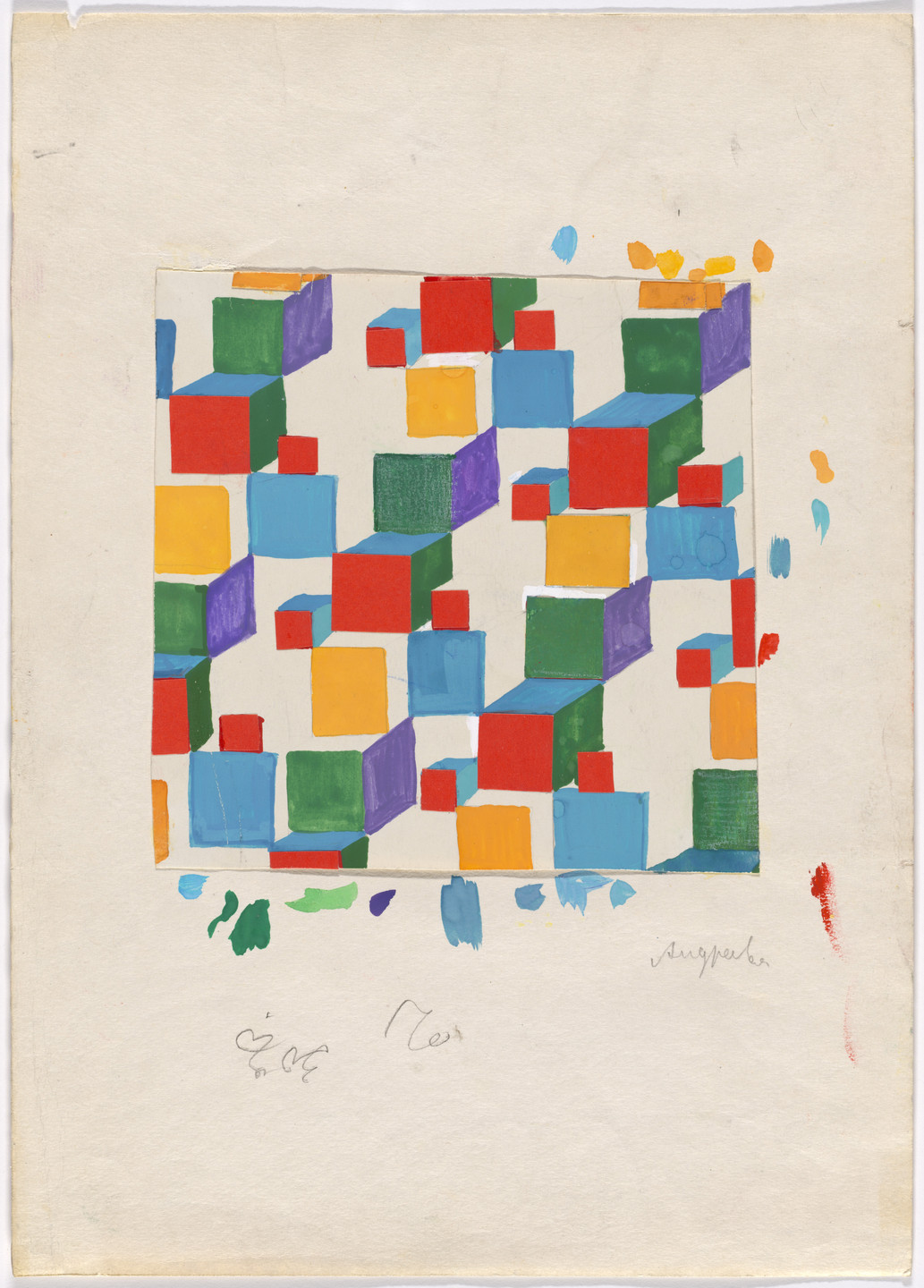 Anna Andreeva. Cubes (design for children&#39;s textile). c. 1960s