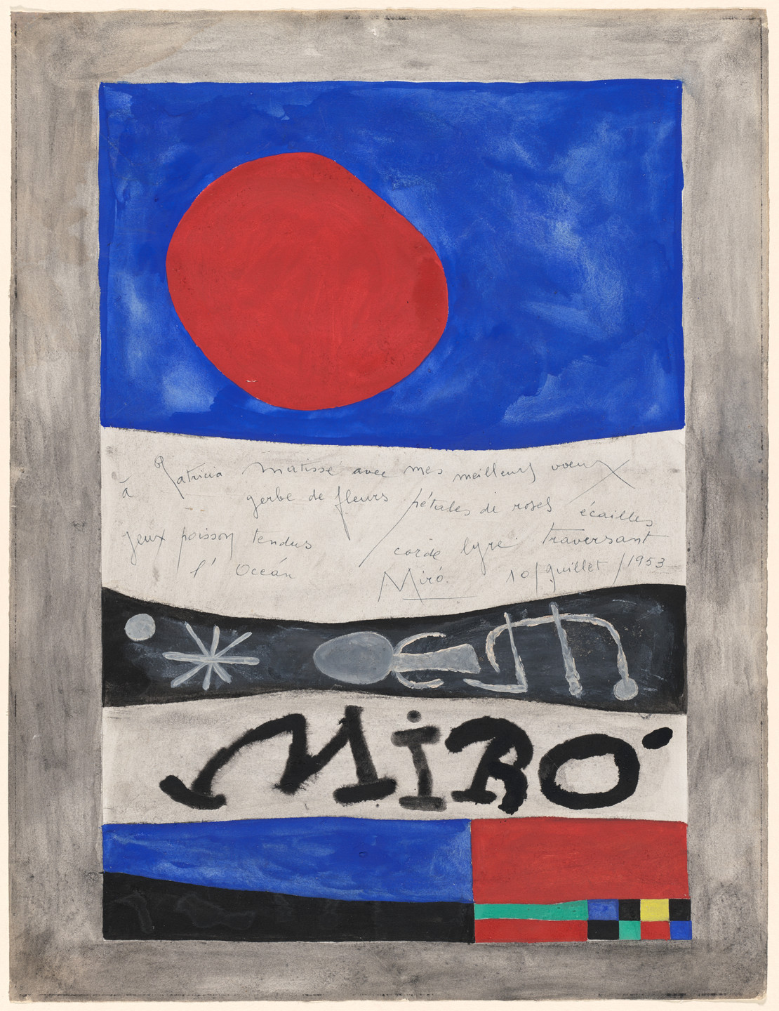 Joan Miró. Maquette for poster for Recent Works (Oeuvres récentes), Galerie Maeght, Paris, 1953. 1953
