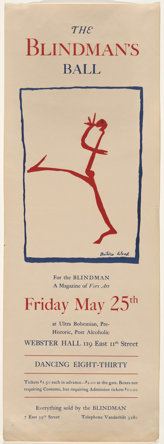 Beatrice Wood. Poster for The Blind Man’s Ball, Webster Hall, New York City. 1917