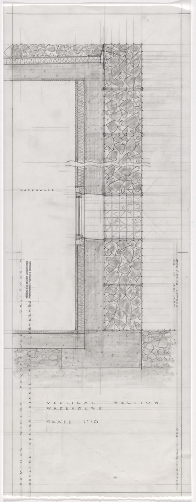 Dominus Winery, Yountville, Napa Valley, California (Section, Gabion wall)
