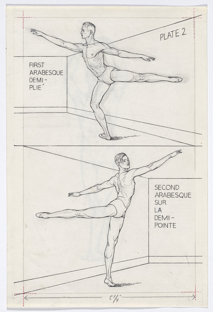 Plate 2 from Ballet Positions. Drawing for Ballet Alphabet: A Primer for Laymen (recto); Untitled (verso)