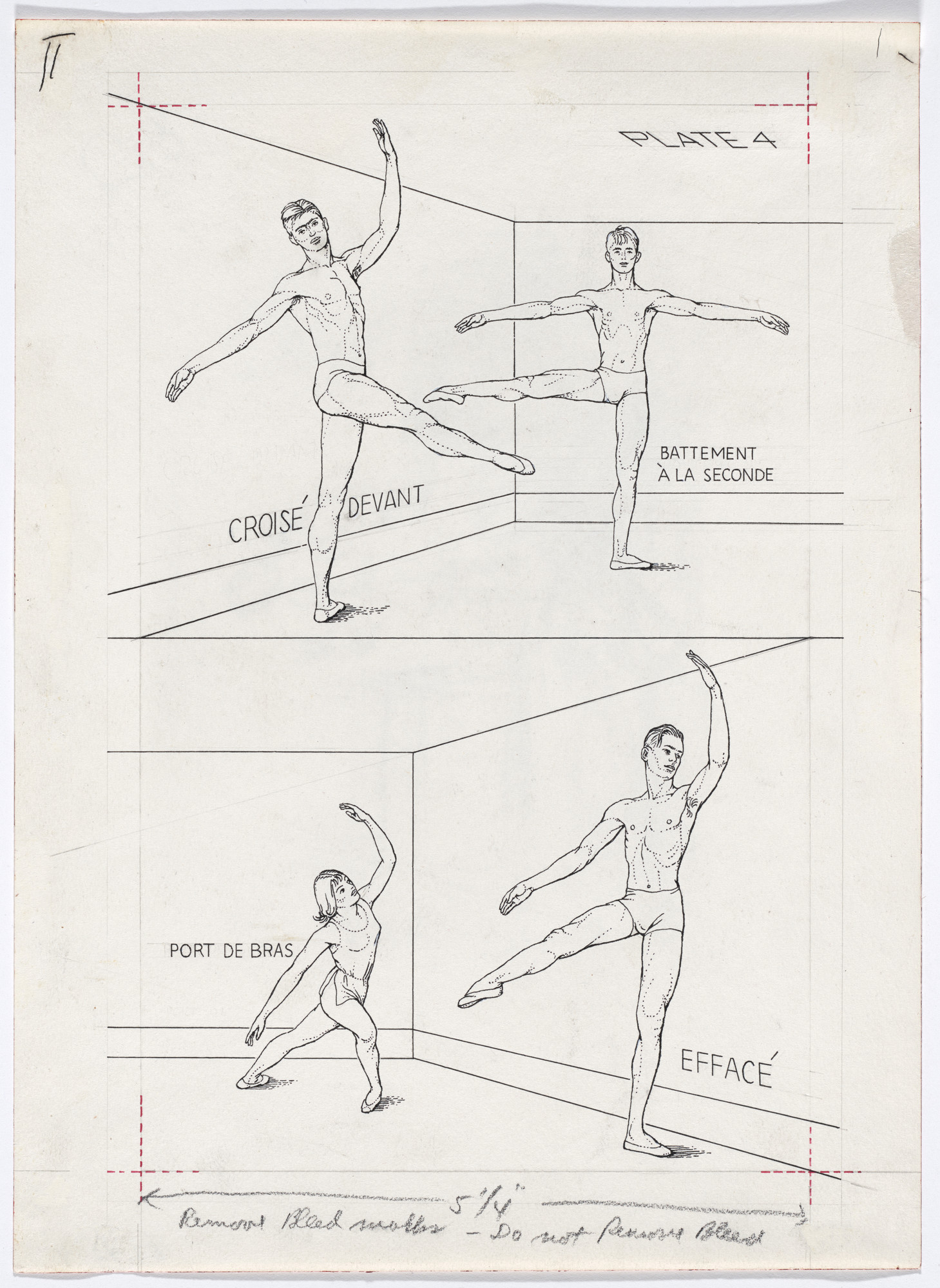 paul cadmus plate 4 from ballet positions drawing for ballet