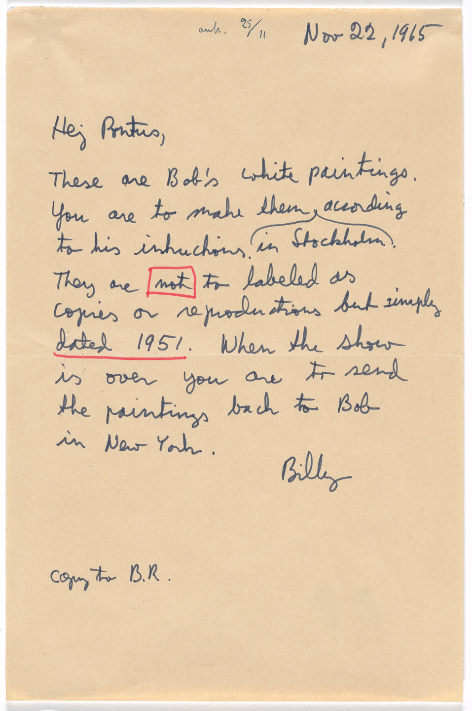 Robert Rauschenberg, Billy Klüver. Instructions for White Paintings. 1965