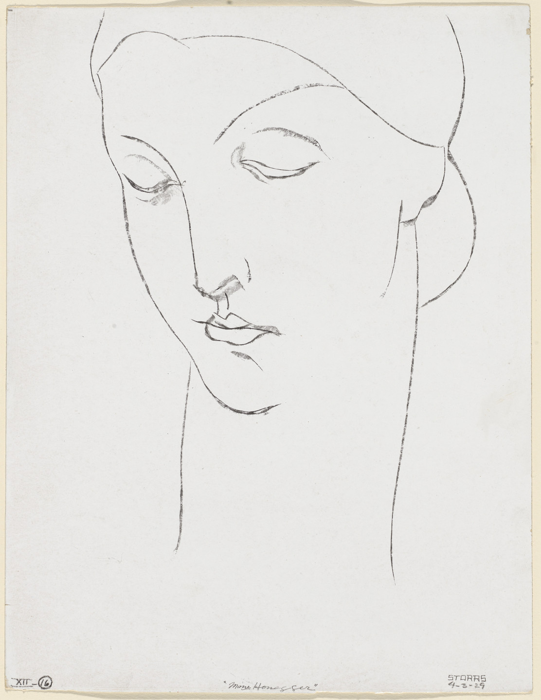 John Storrs. Head of Marie Honneger. April 3, 1929