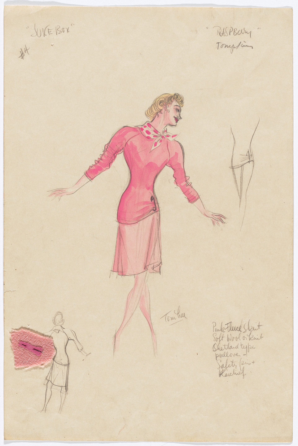 Tom Lee. Raspberry. Costume design for the ballet Juke-Box. 1941