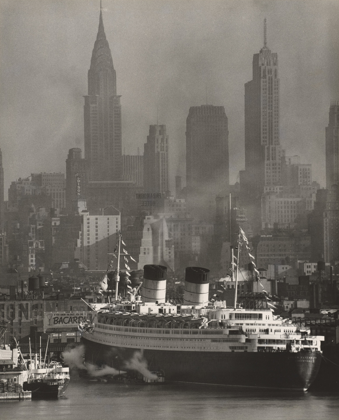 Andreas Feininger. Queen Elizabeth, New York Harbor. 1946