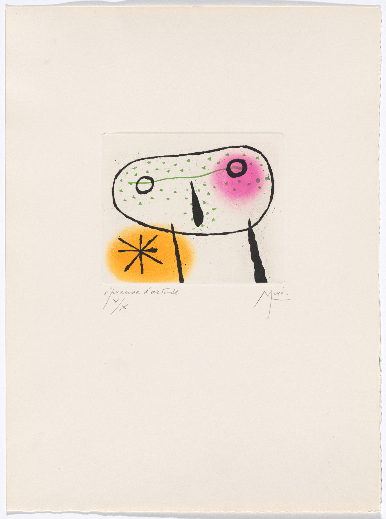 Joan Miró. Plate X from The Ring of Dawn Suite ( Suite la bague d'aurore )