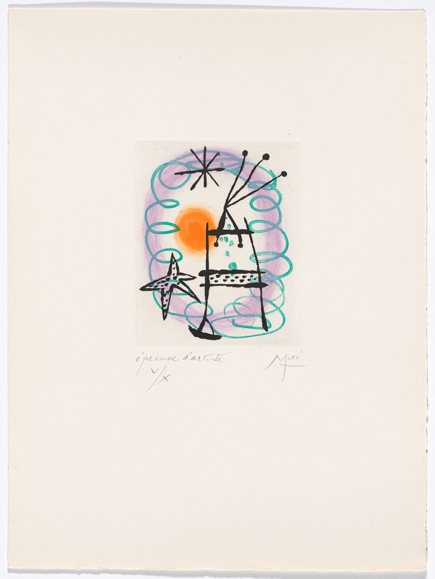 Joan Miró. Plate XIII from The Ring of Dawn Suite ( Suite la bague d'aurore )
