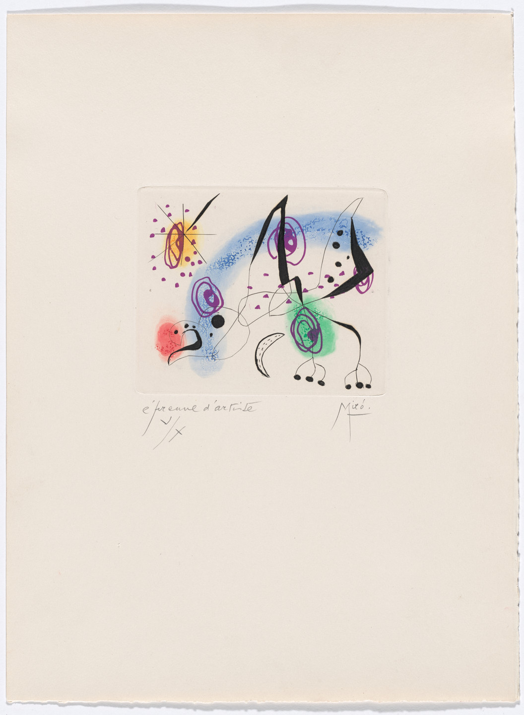 Joan Miró. Plate XVII from The Ring of Dawn Suite (Suite la bague d&#39;aurore). 1957