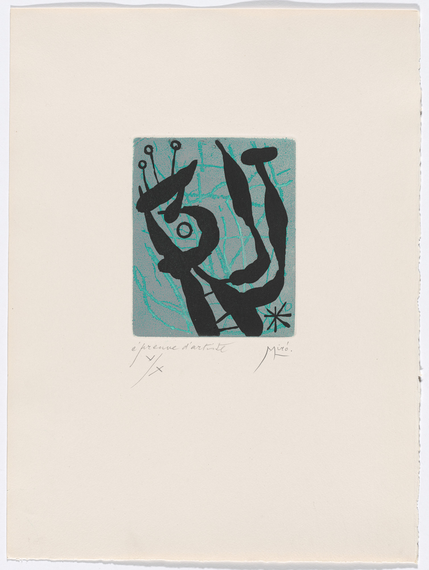 Joan Miró. Plate XX from The Ring of Dawn Suite ( Suite la bague d'aurore )