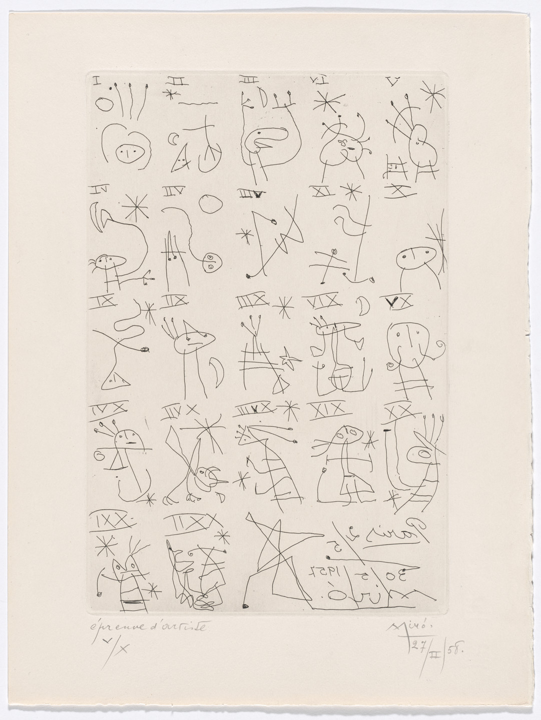 Joan Miró. Table of plates from The Ring of Dawn Suite (Suite la bague d&#39;aurore). 1957