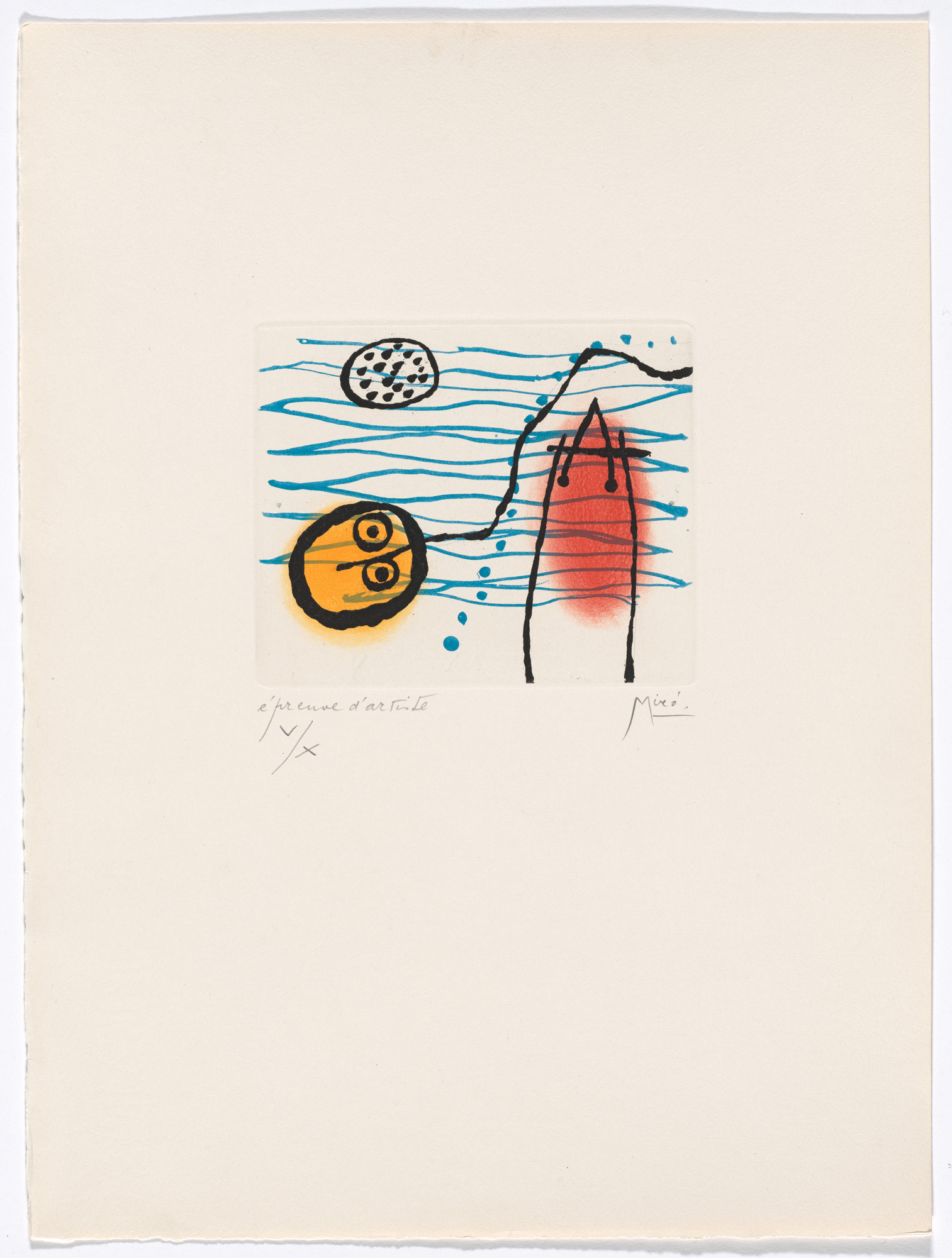 Joan Miró. Plate VII from The Ring of Dawn Suite ( Suite la bague d'aurore )