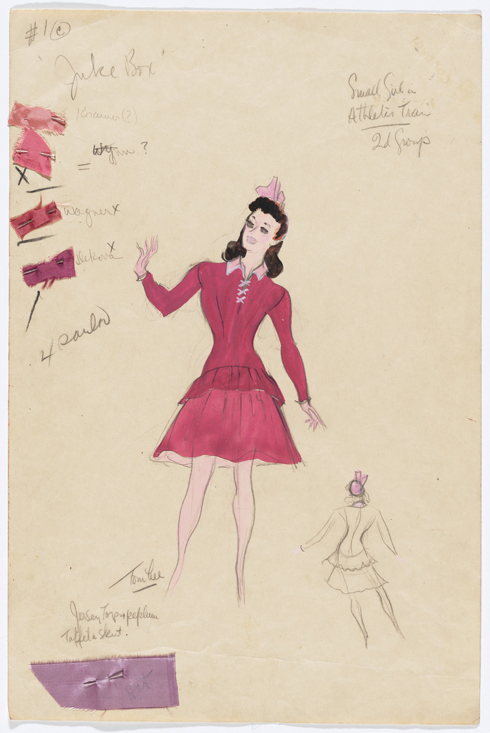Tom Lee. Small Girl in Athletic Train 2nd Group. Costume design for the ballet Juke-Box. 1941