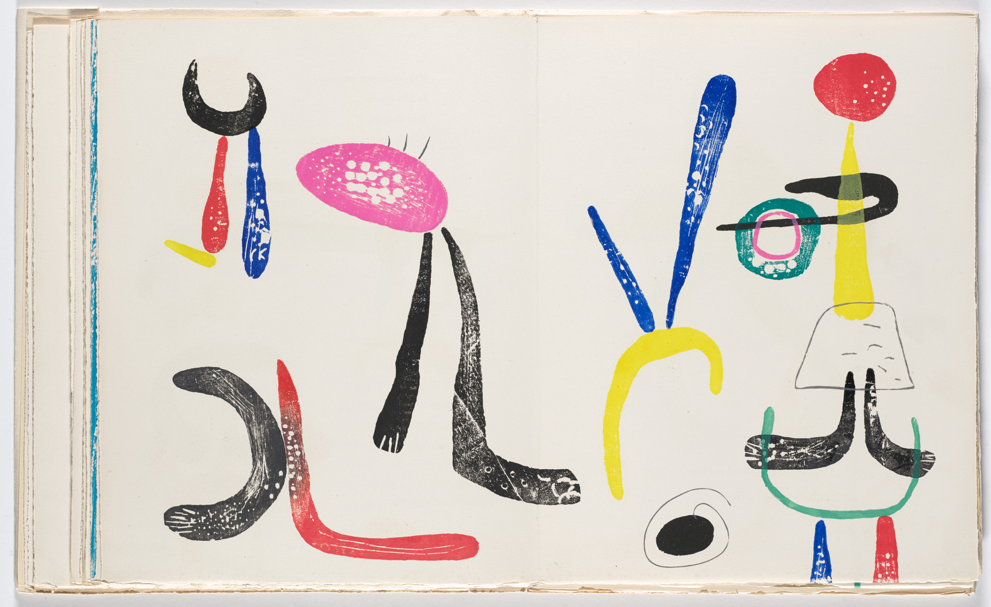 Joan Miró. Double page plate (folios 24 verso and 25) from À toute épreuve (Proof Against All)