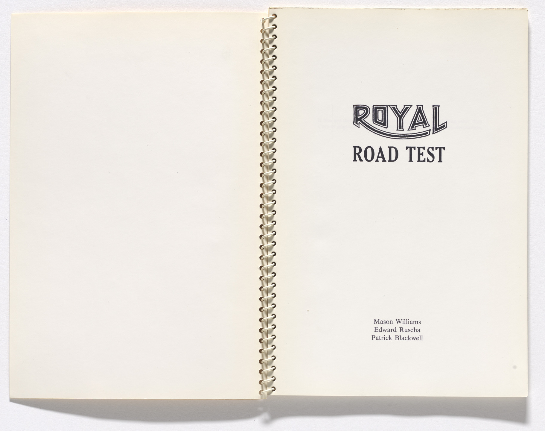 Edward Ruscha, Mason Williams, Patrick Blackwell. Royal Road Test. 1967