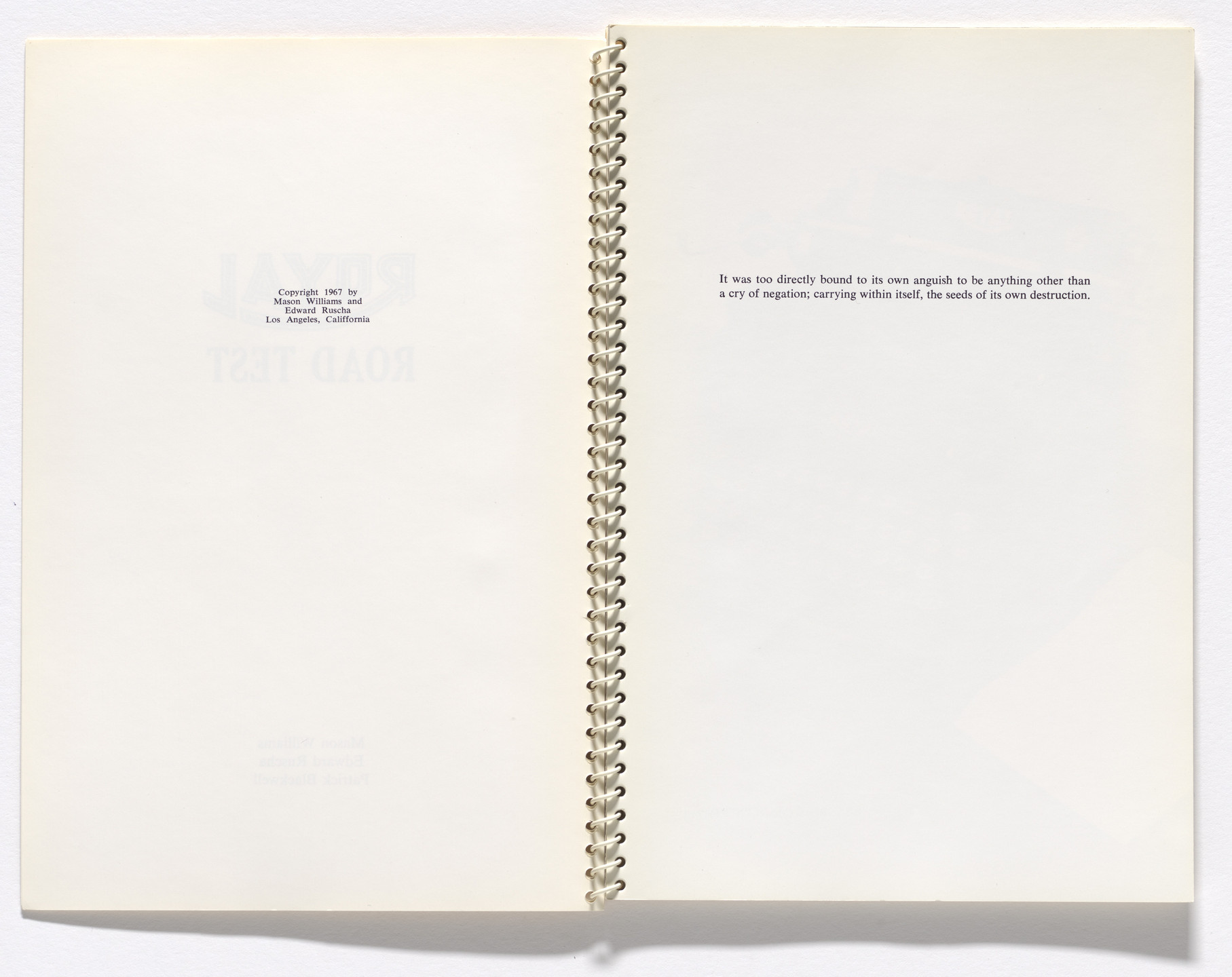 Edward Ruscha, Mason Williams, Patrick Blackwell. Royal Road Test. 1967