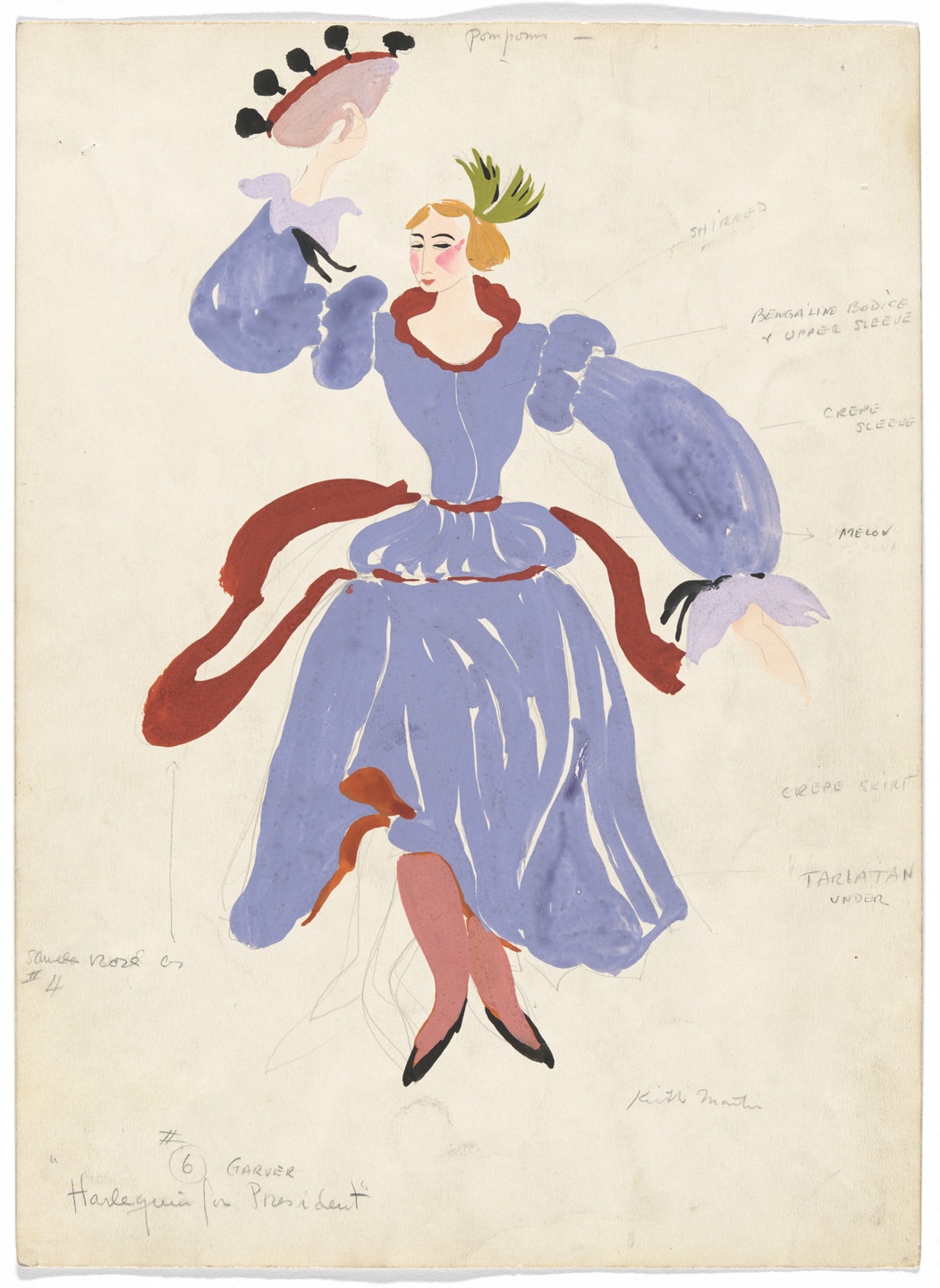 Keith Morrow Martin. Costume design for the ballet Harlequin for President. 1936