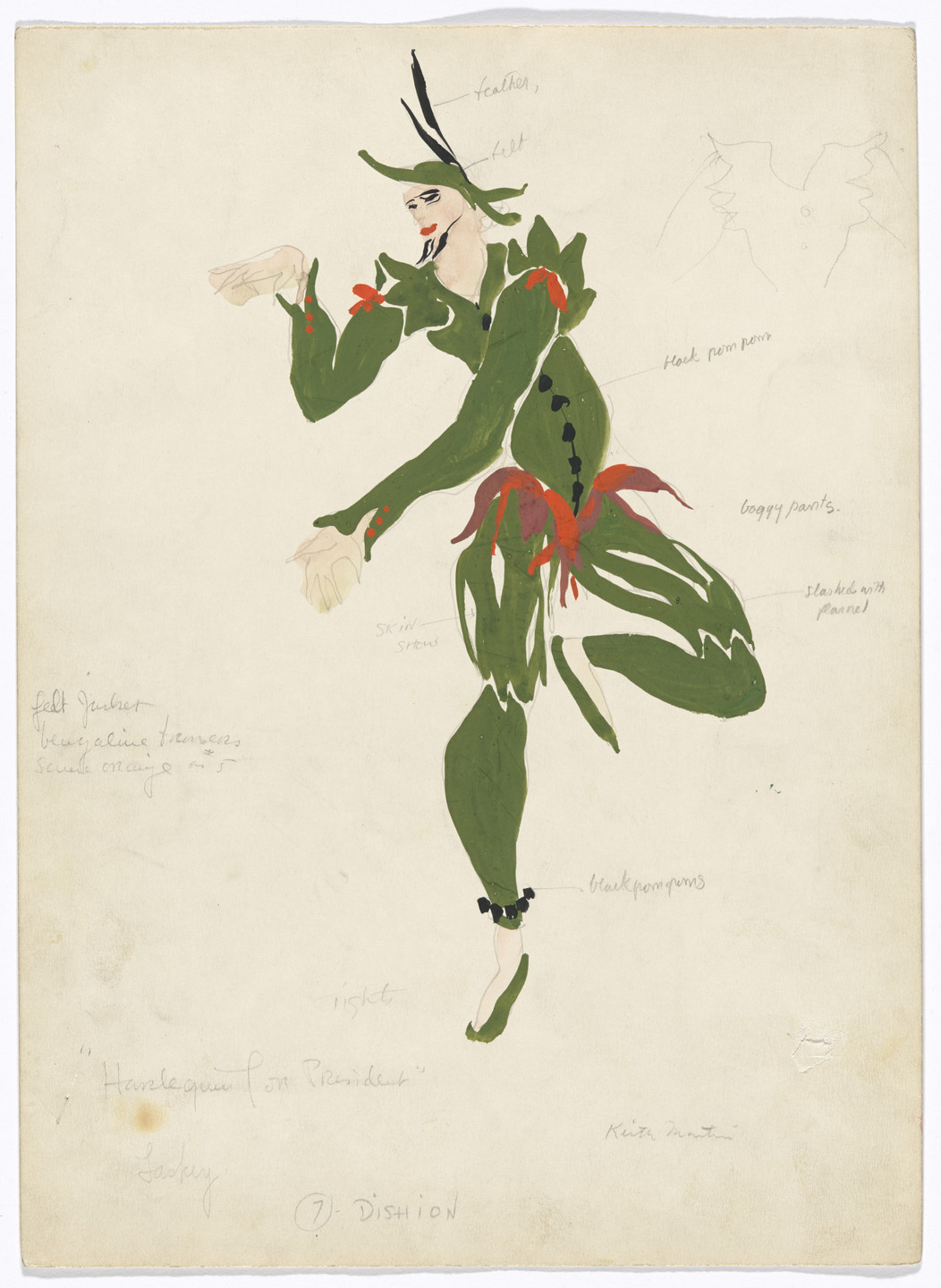 Keith Morrow Martin. Costume design for the ballet Harlequin for President. 1936