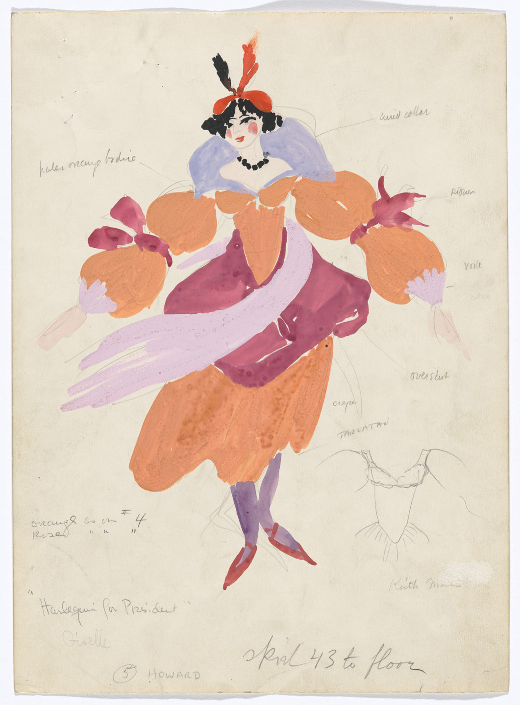 Keith Morrow Martin. Costume design for the ballet Harlequin for President. 1936