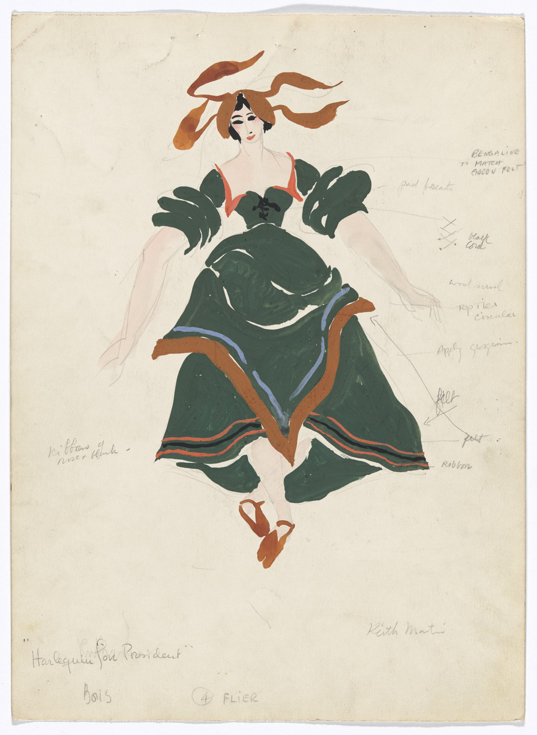 Keith Morrow Martin. Costume design for the ballet Harlequin for President. 1936