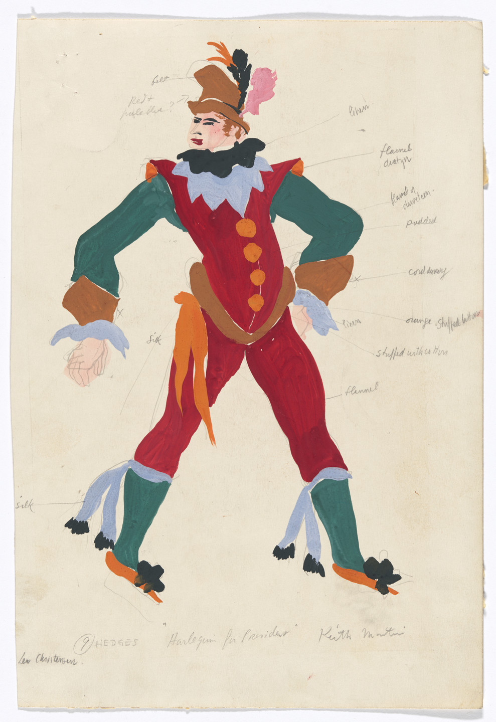 Keith Morrow Martin. Costume design for the ballet Harlequin for President. 1936