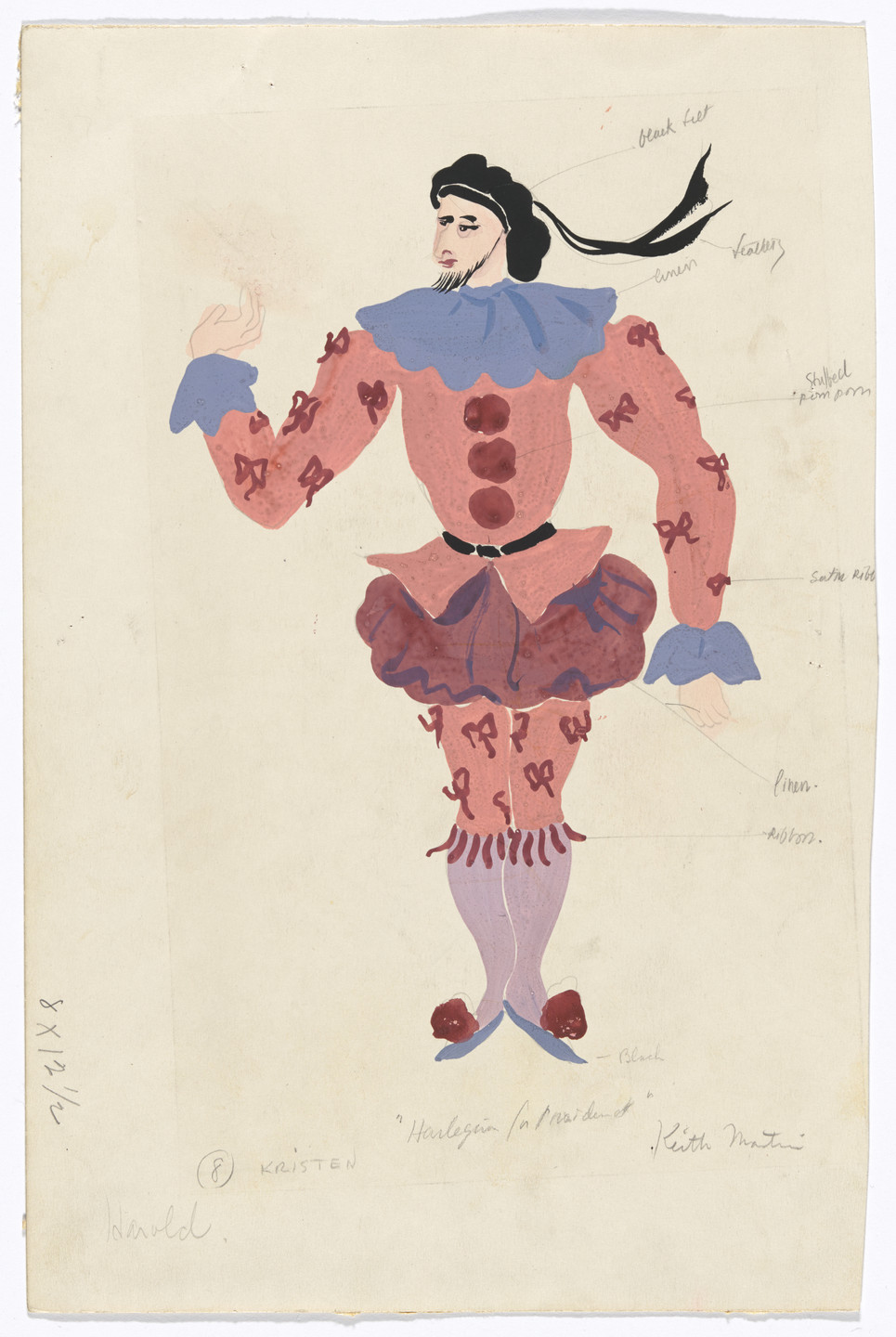 Keith Morrow Martin. Costume design for the ballet Harlequin for President. 1936