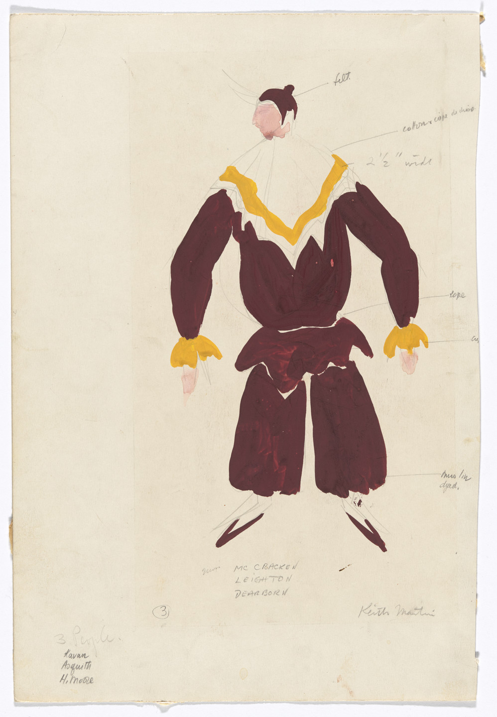 Keith Morrow Martin. Costume design for the ballet Harlequin for President. 1936