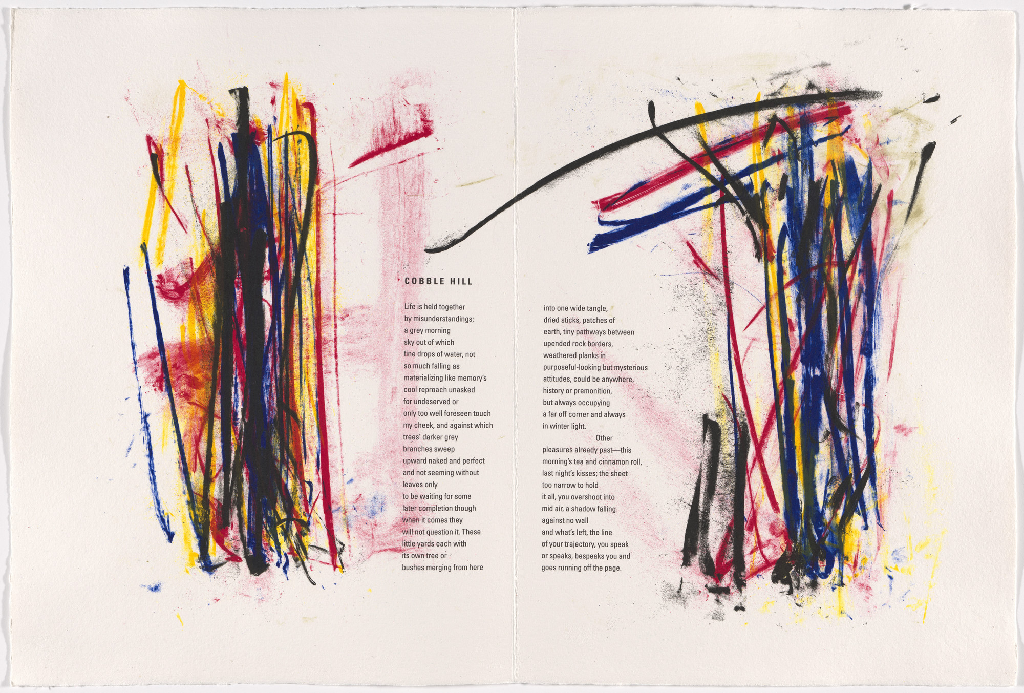 Joan Mitchell. Double page in-text plate (folios 5 verso and 6) from Poems. 1992