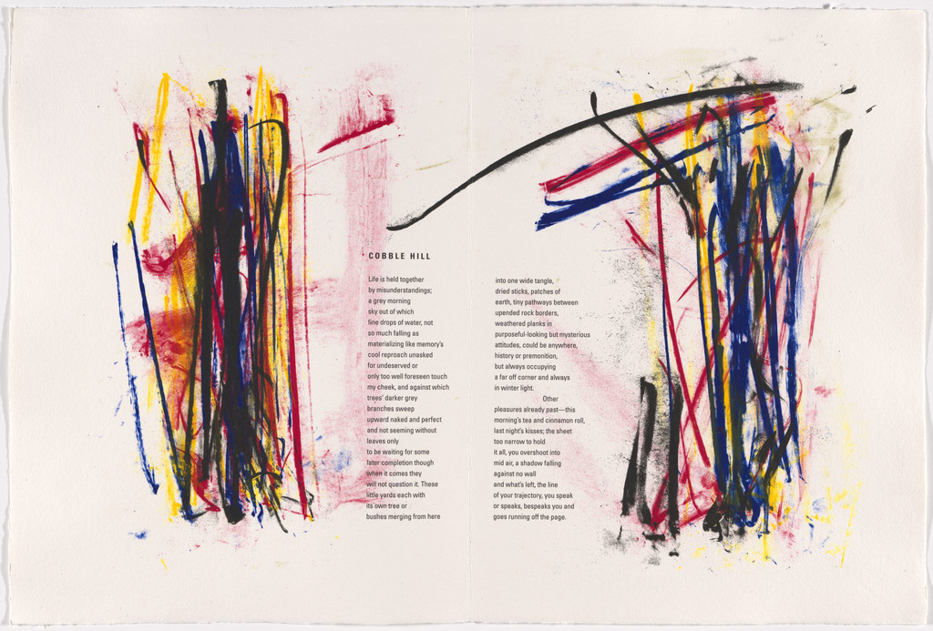 Double page in-text plate (folios 5 verso and 6) from Poems by Joan Mitchell