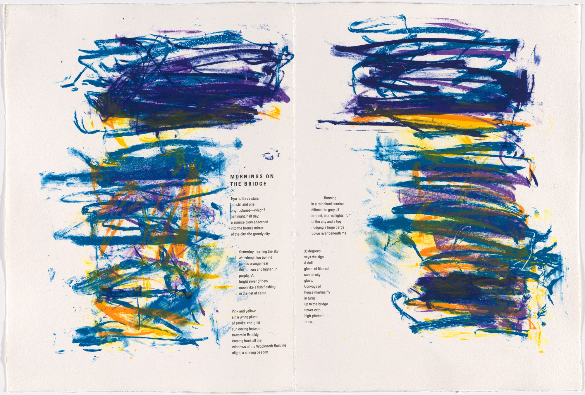 Joan Mitchell. Double page in-text plate (folios 7 verso and 8) from Poems. 1992