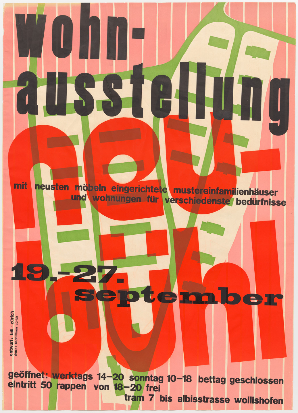Max Bill. Poster for an exhibition on the Neubühl housing project