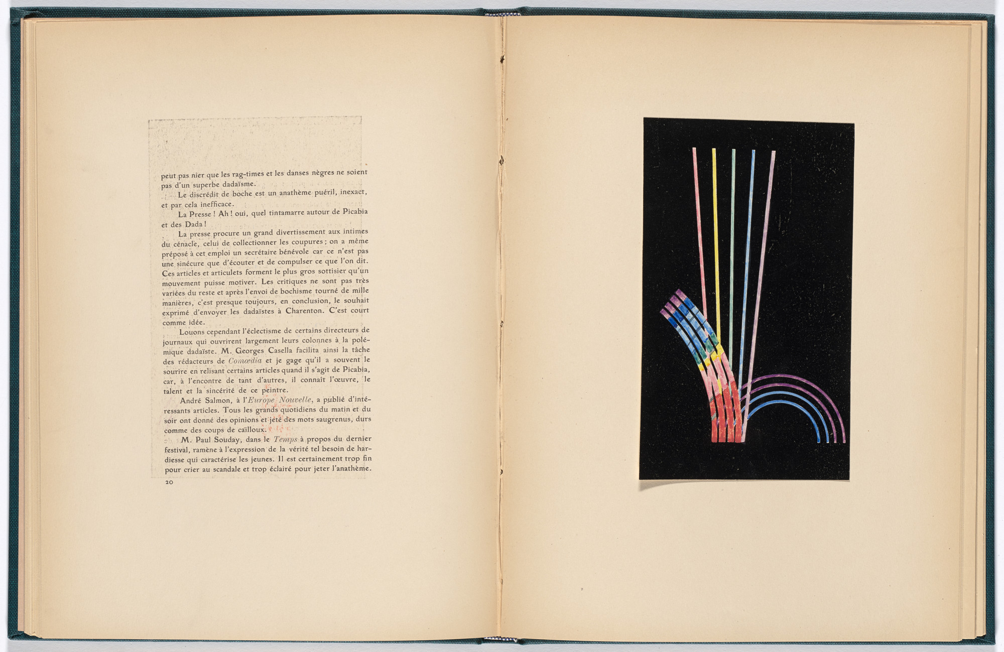 Francis Picabia. Reproduction of La musique est comme la peinture (Music is Like Painting) (facing page 20) from Monographie Francis Picabia (Francis Picabia Monograph). 1920