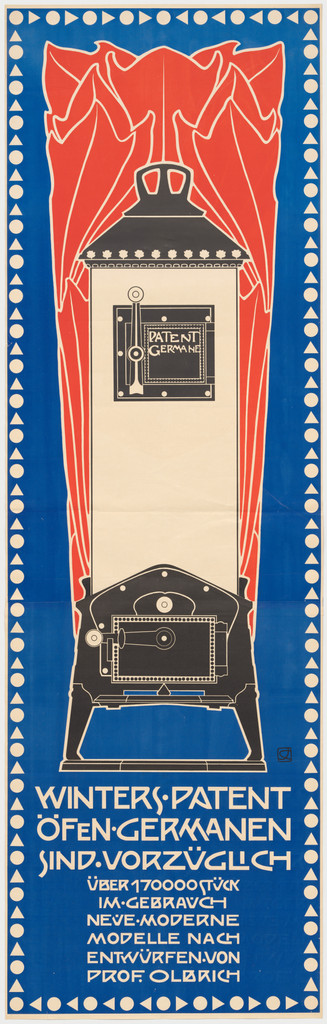 Poster for appliance manufacturer Oscar Winter's "Patent-Germane" stoves