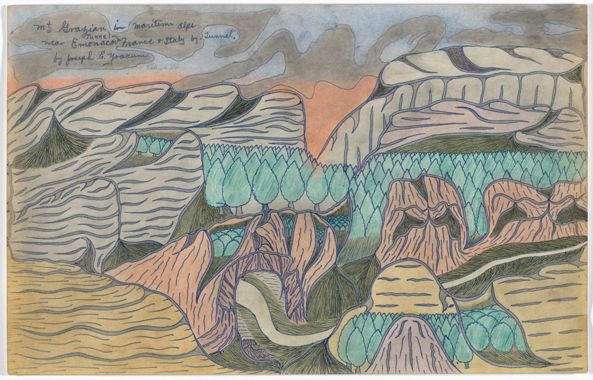 Joseph E. Yoakum. Mt Grazian in Maritime Alps near Emonaco Tunnel France and Italy by Tunnel. stamped 1958