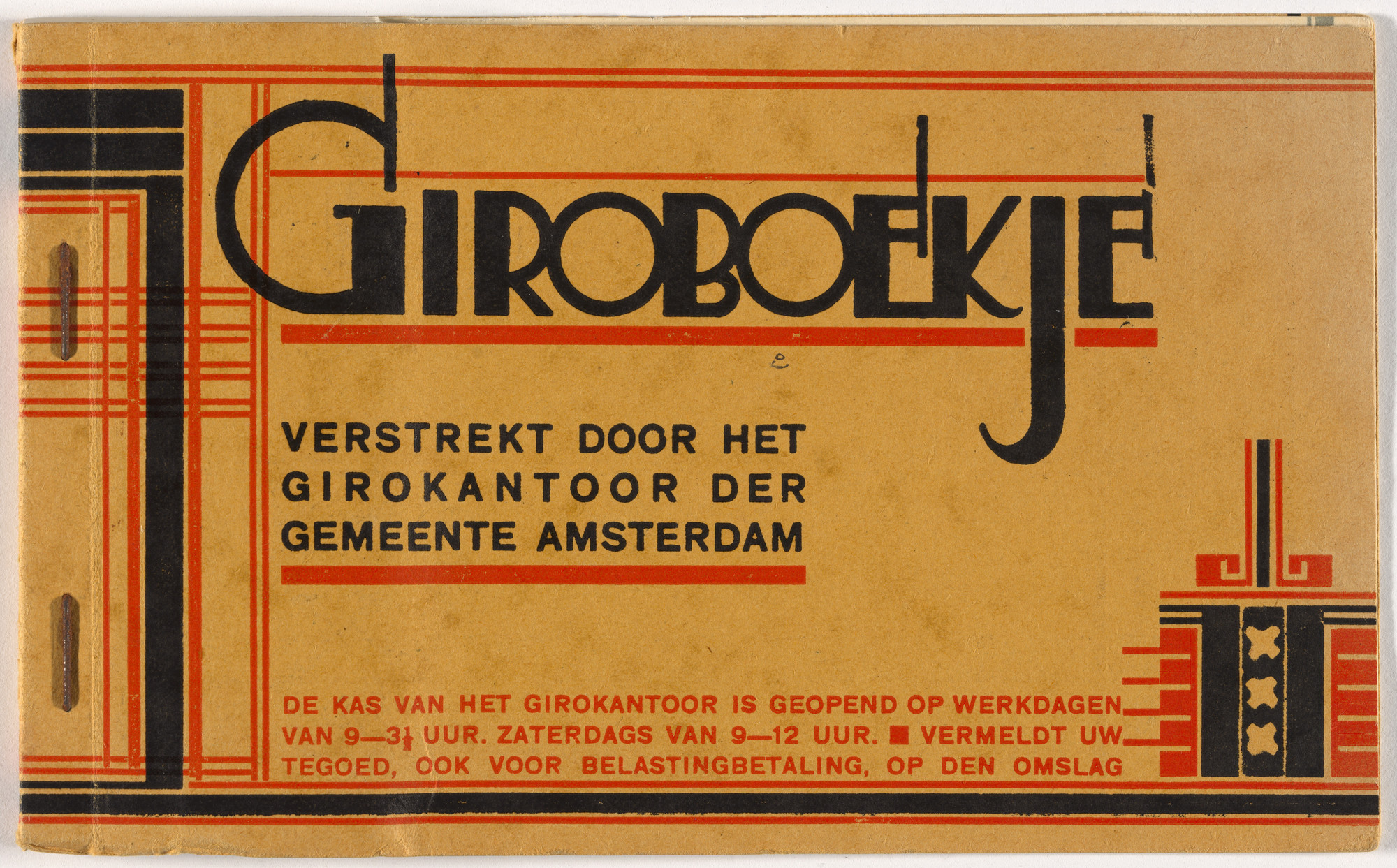 Fré Cohen. Checkbook and register for the Giro Bank, Amsterdam. 1929