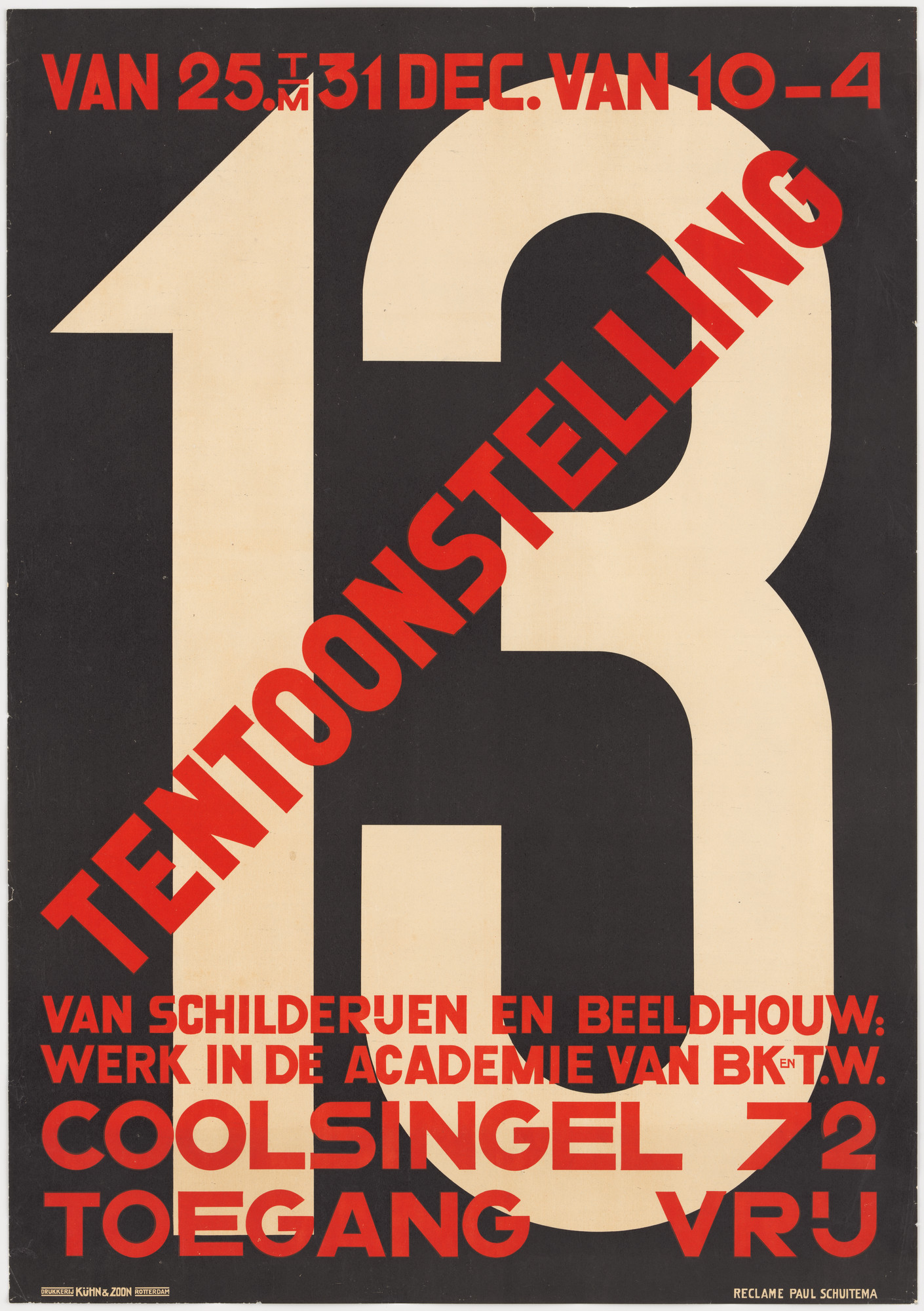 ポールシュイテマ Paul Schuitema アムステルダム美術館 ポスター Paul Schuitema. Poster for an exhibition of arts and sculpture