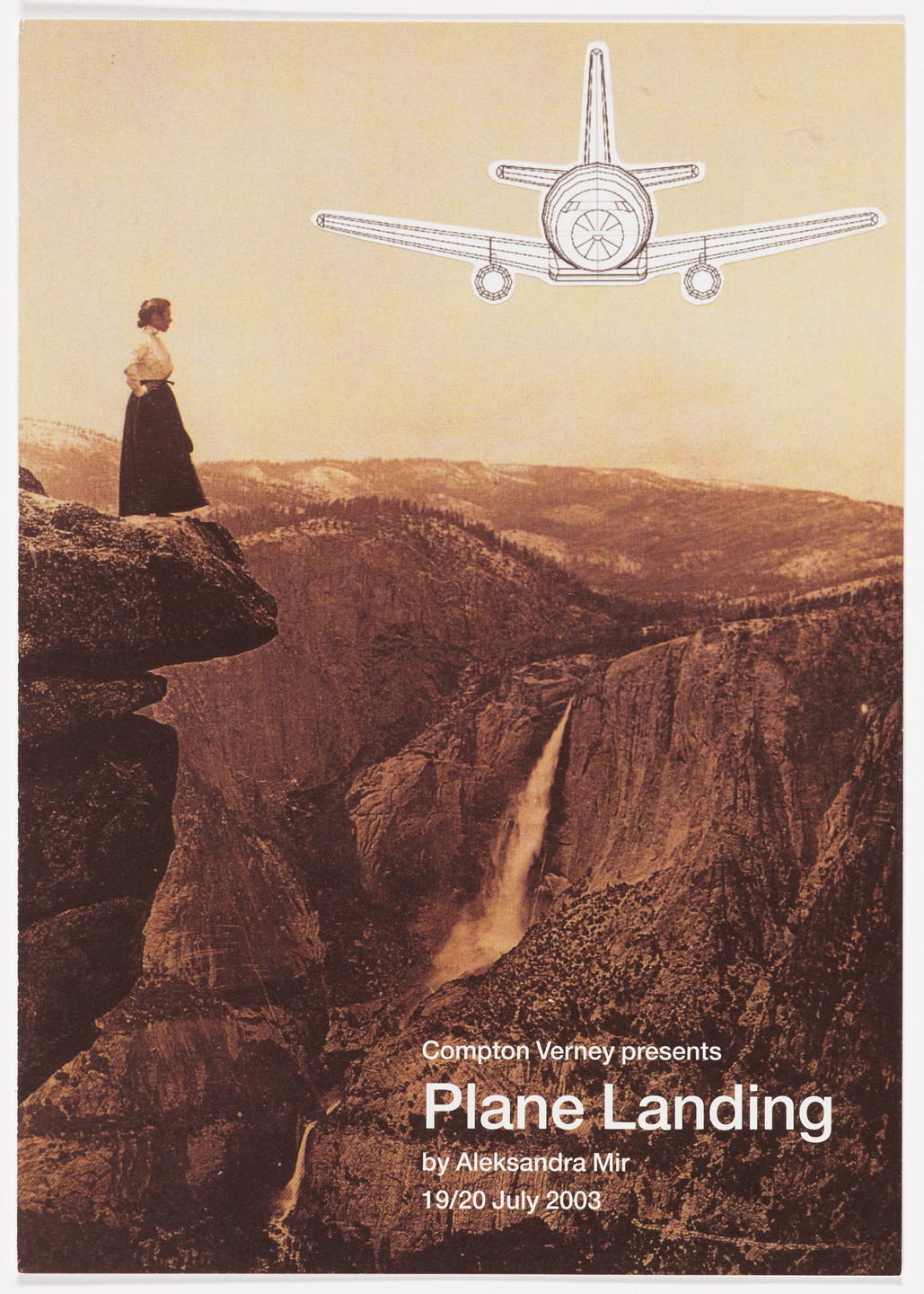 Aleksandra Mir. Promotional material for Plane Landing, Compton Verney, Warwickshire, UK, July 19–20, 2003. 2003