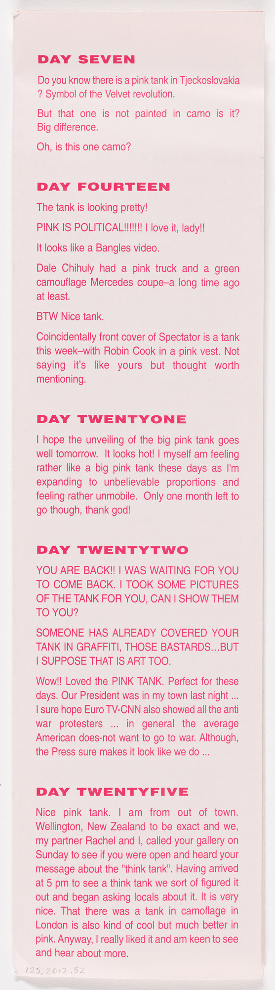 Aleksandra Mir Tank Talk Brochure For Pink Tank Produced For The Exhibition Publicness Institute Of Contemporary Art London January 29 March 16 03 03 Moma Aleksandra Mir Tank Talk Brochure For Pink Tank Produced For The Exhibition Publicness Institute Of Contemporary Art London January 29 March 16 03 03 Moma