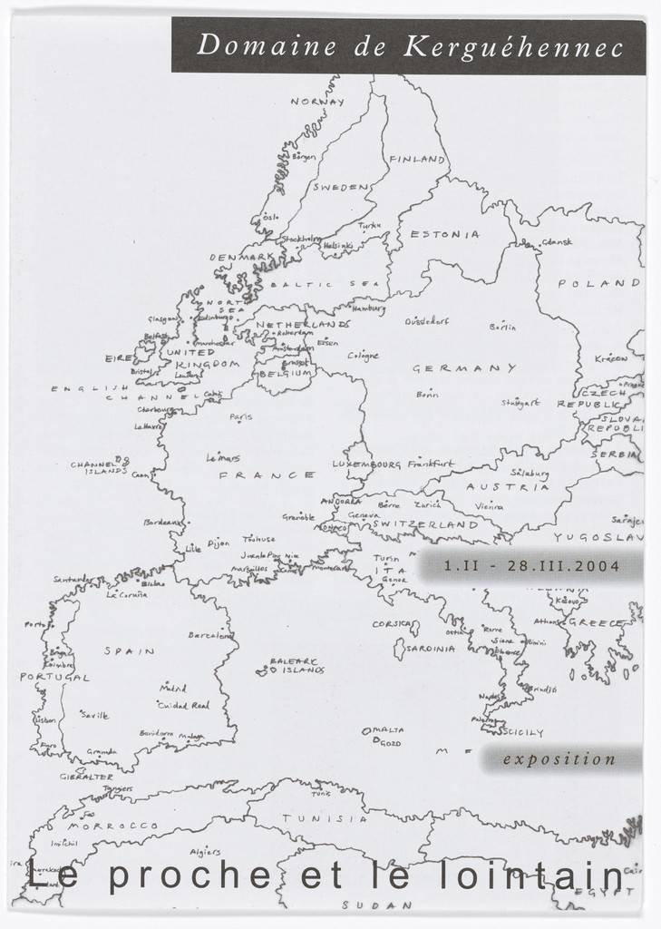 Brochure for Le proche et le lointain, Domaine de Kerguéhennec, Bignan, France, January 31–March 21, 2004