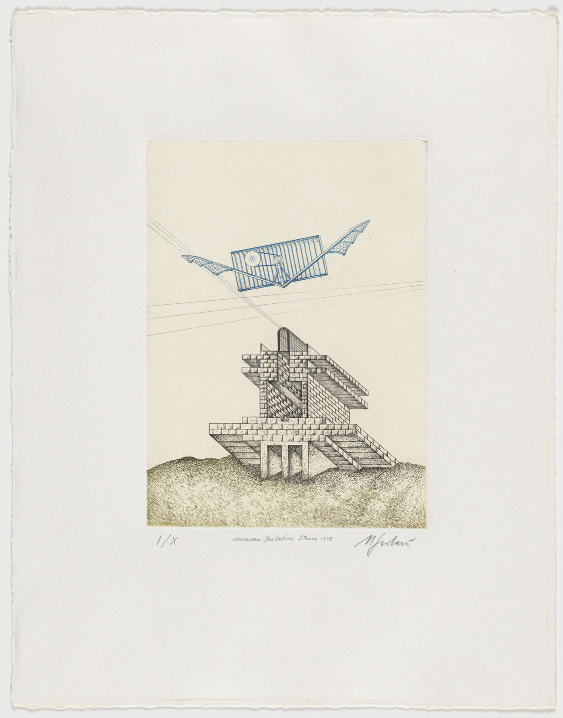 Massimo Scolari. American Gas Station Project, Ithaca, New York, Perspective. 1975