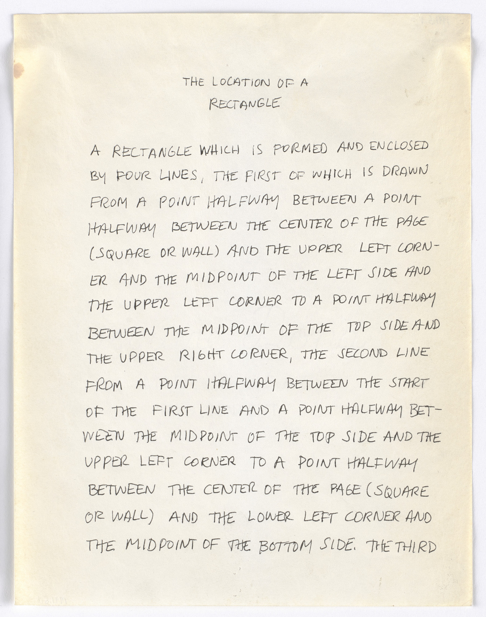Sol LeWitt. The Location of a Rectangle