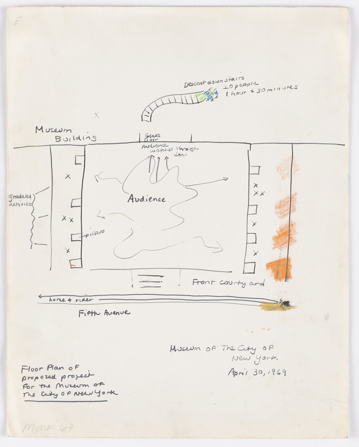 Meredith Monk. Floor Plan Of Proposed Project For The Museum of the City of New York. 1969