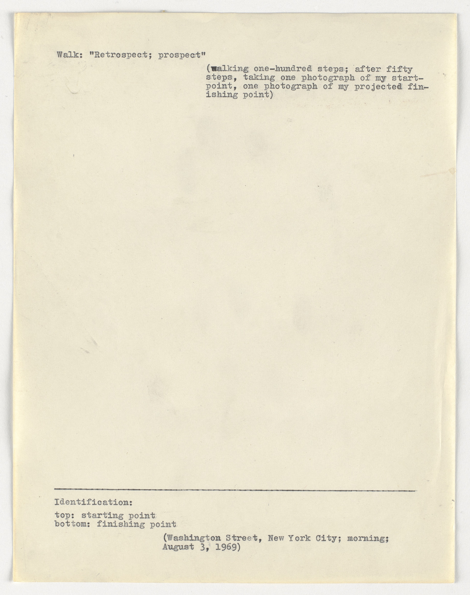 Vito Acconci. Walk: "Retrospect; Prospect"