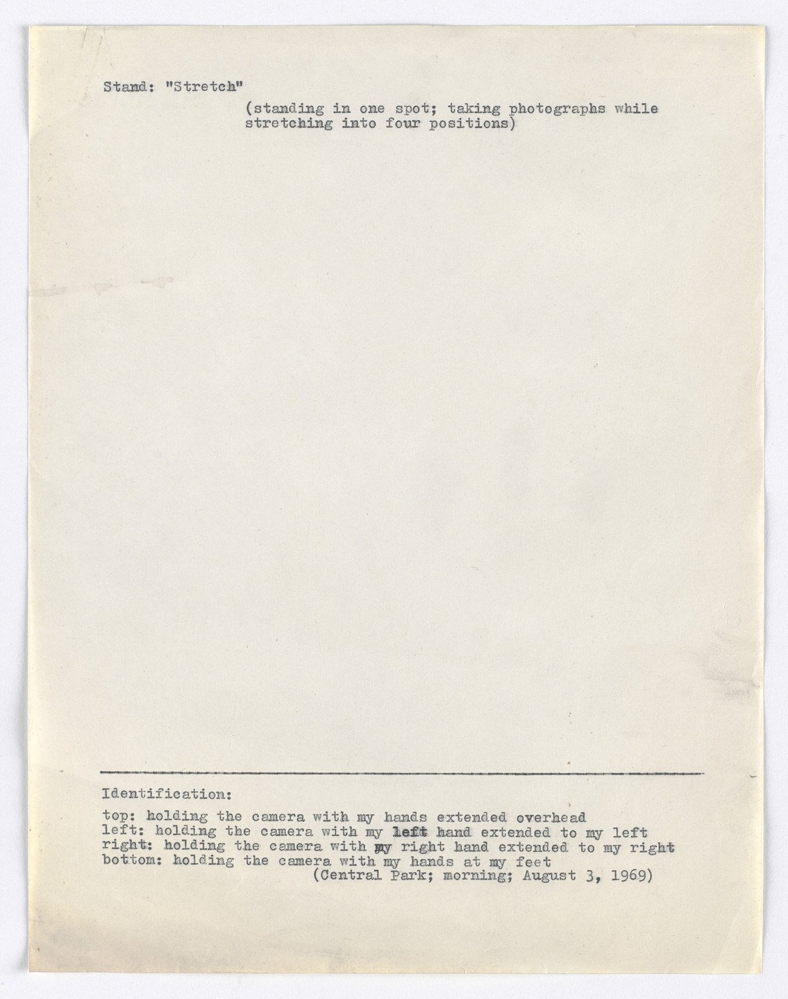 Vito Acconci. Stand: Stretch. 1969