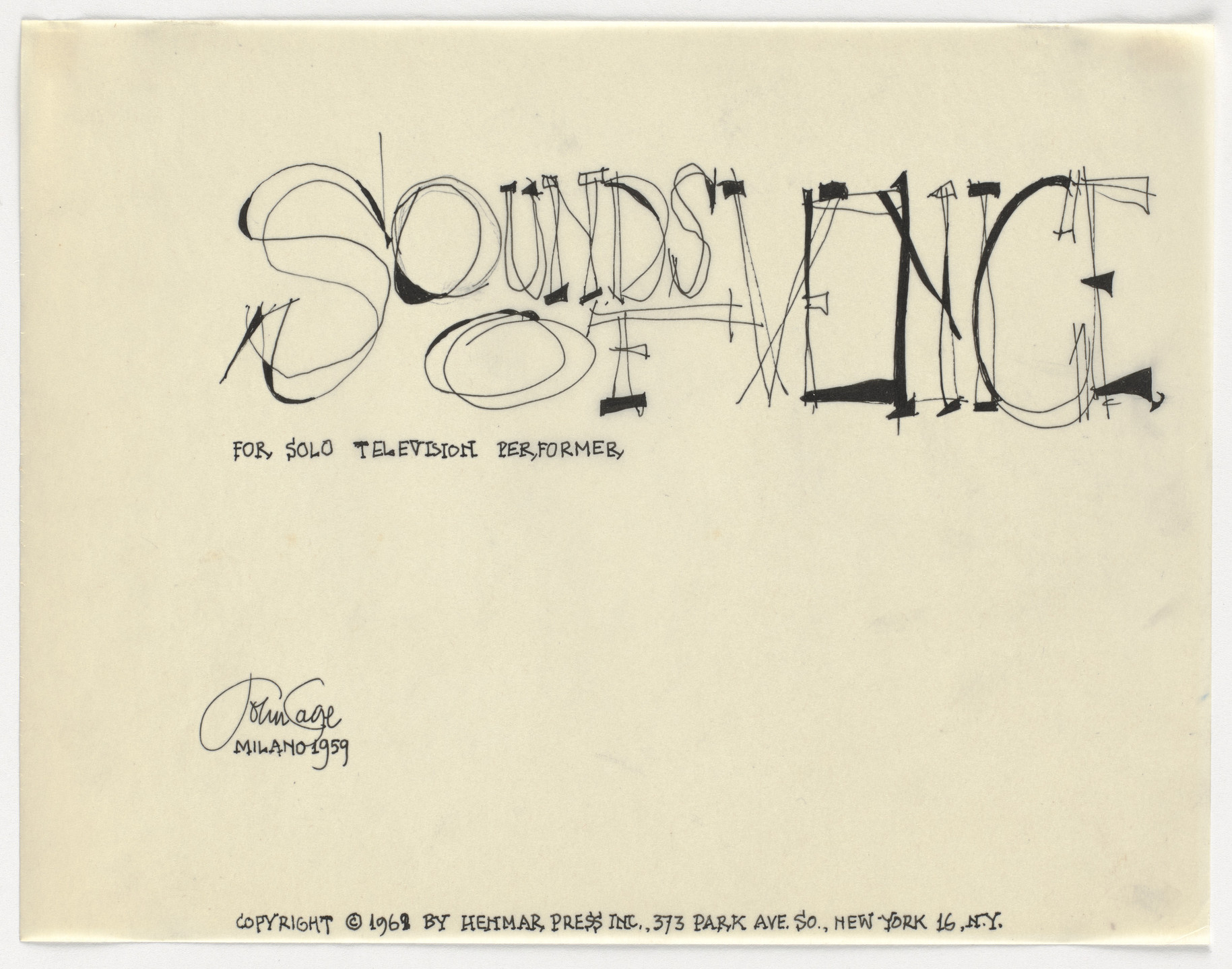 John Cage. Sounds of Venice. 1959/1968 | MoMA