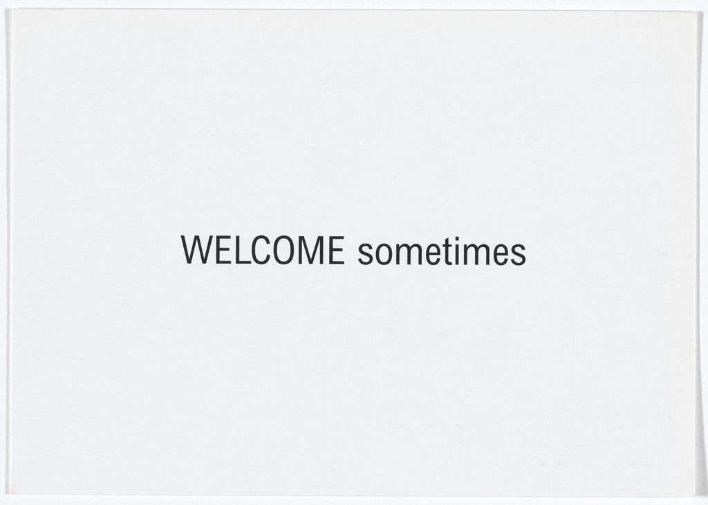 Announcement card for Welcome Sometimes, Greengrassi, London, October 28–December 3, 2005