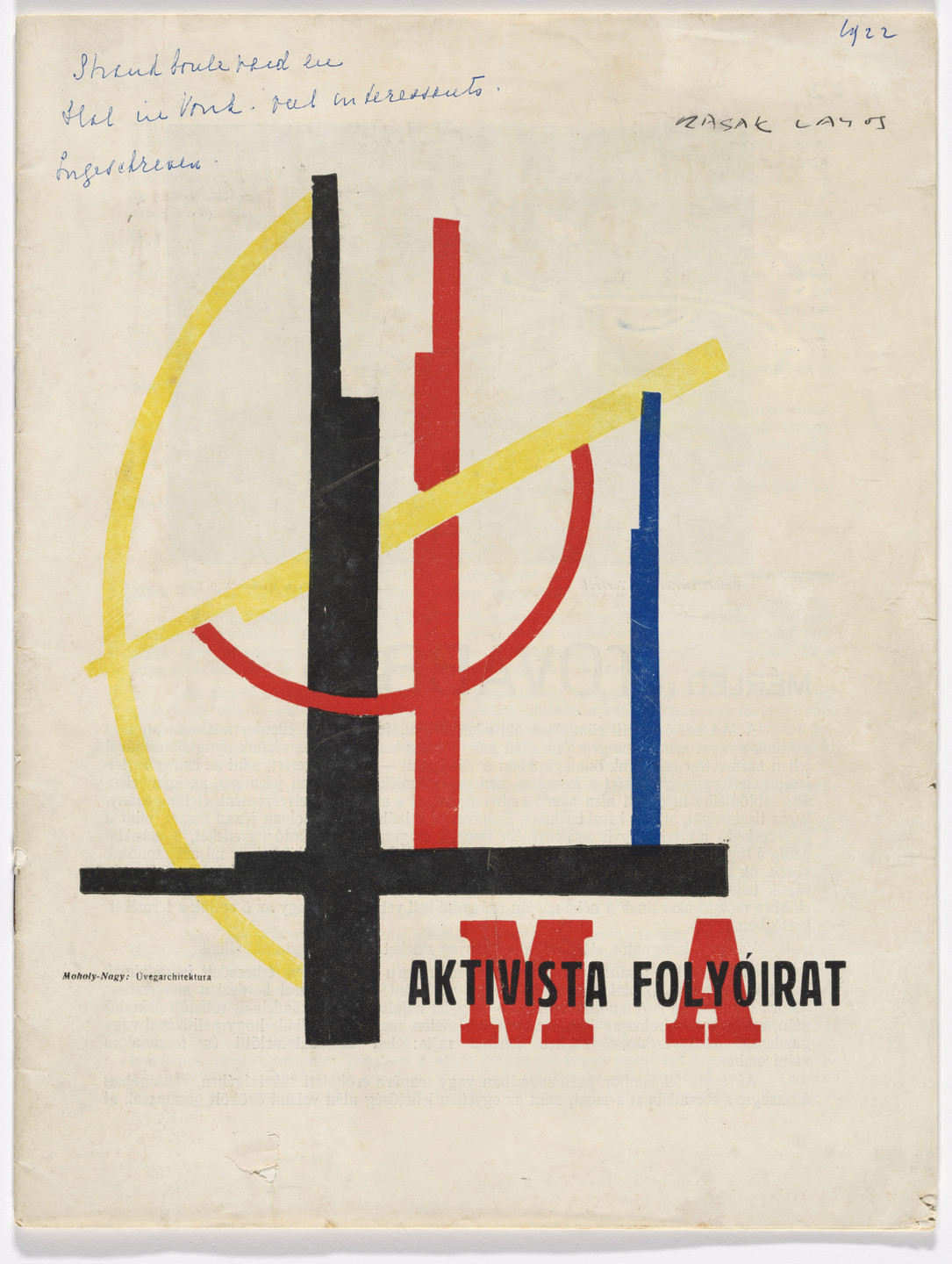 László Moholy-Nagy. Ma: Aktivista Folyóirat, vol. VII, no. 5-6. 1922